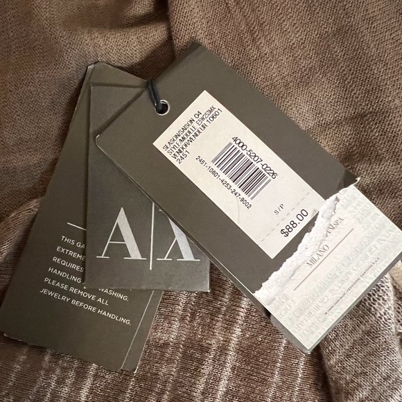 A/X Armani Exchange Cotton Cardigan with Pockets Retro Grunge NWT sz S - Picture 5 of 11